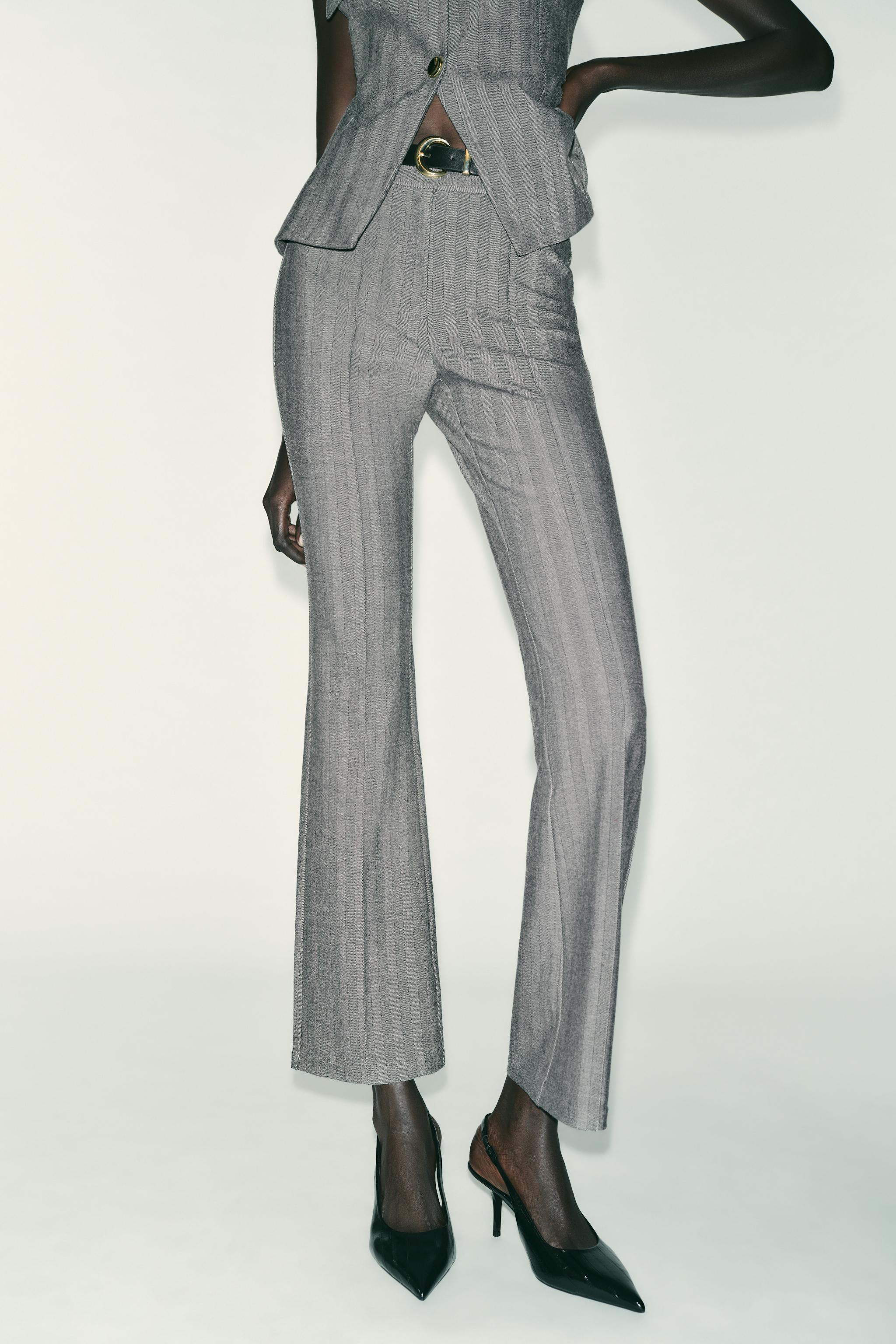 HERRINGBONE FLARE LEGGINGS WITH BELT